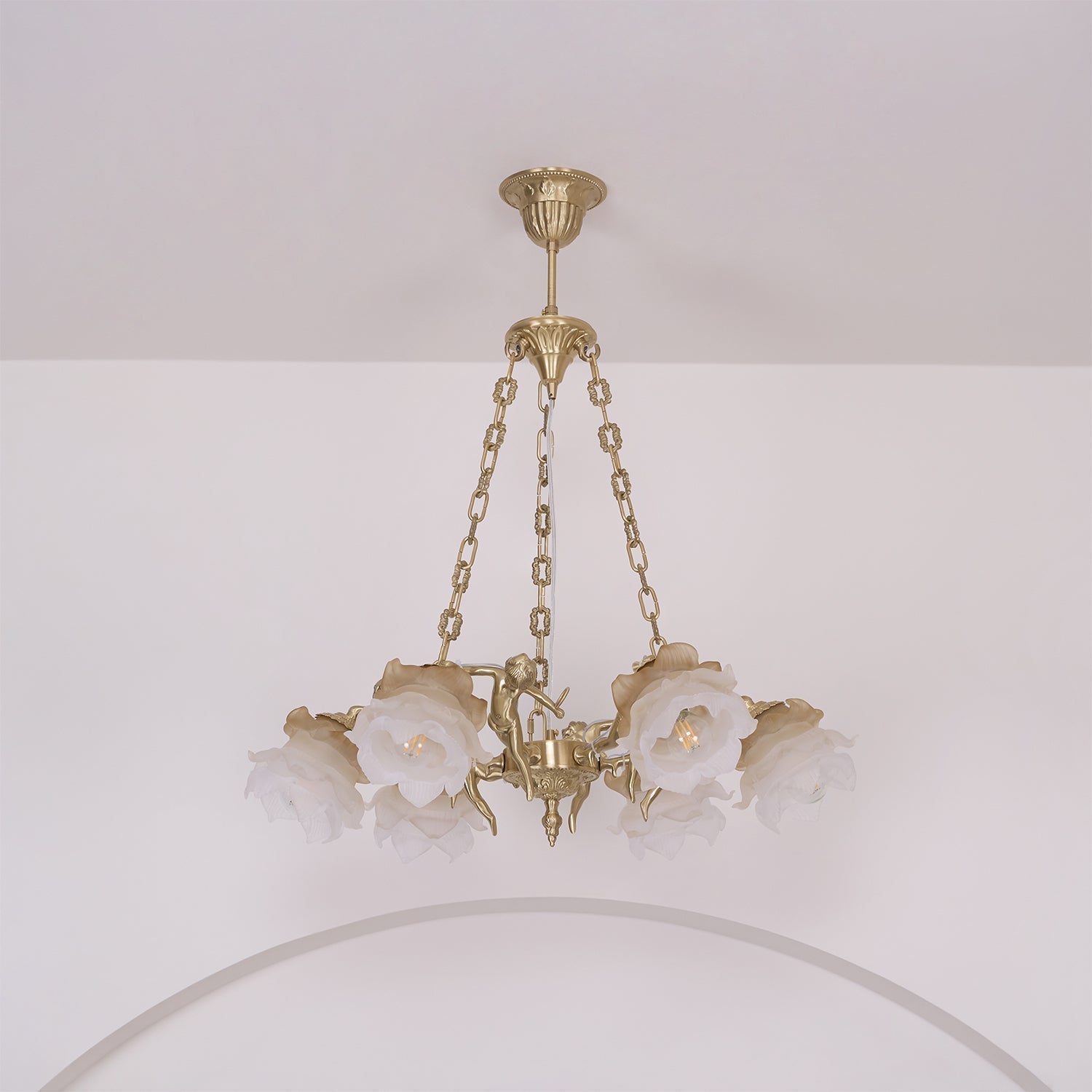 Solisira Chandelier Brass Suspension Floral Vintage