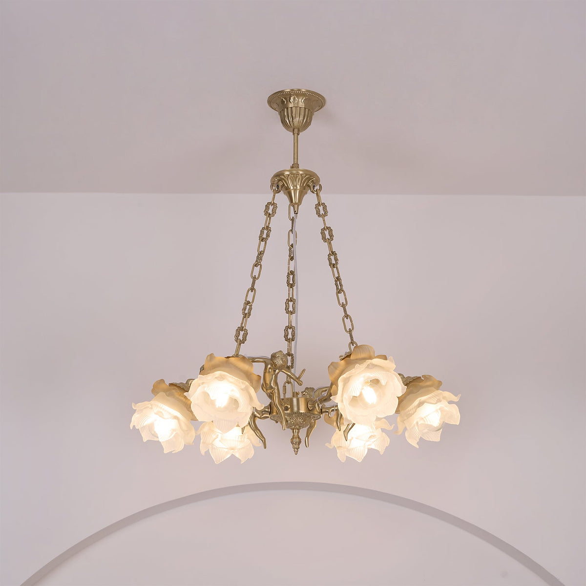 Solisira Chandelier Brass Suspension Floral Vintage