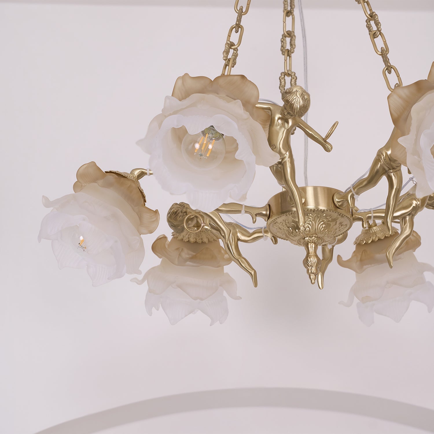 Solisira Chandelier Brass Suspension Floral Vintage