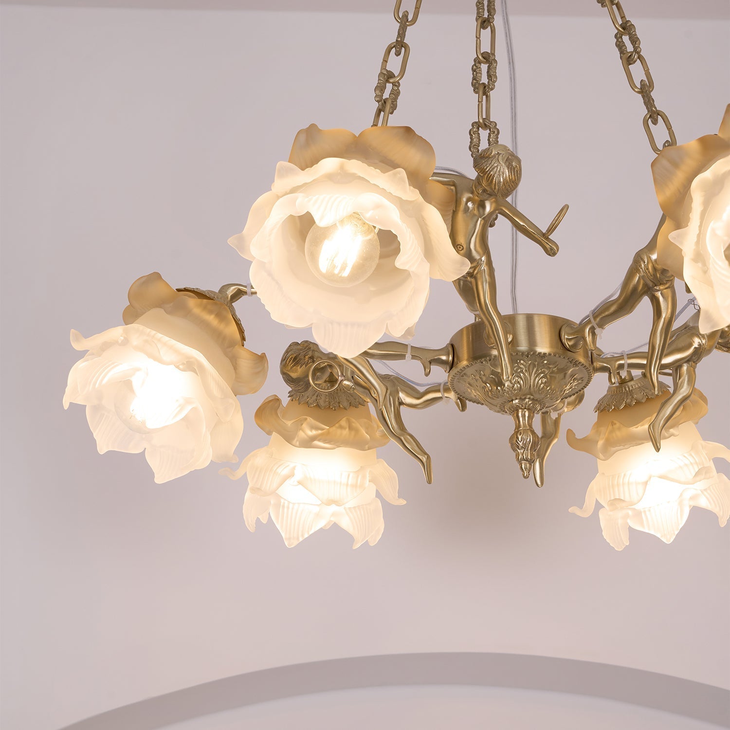 Solisira Chandelier Brass Suspension Floral Vintage
