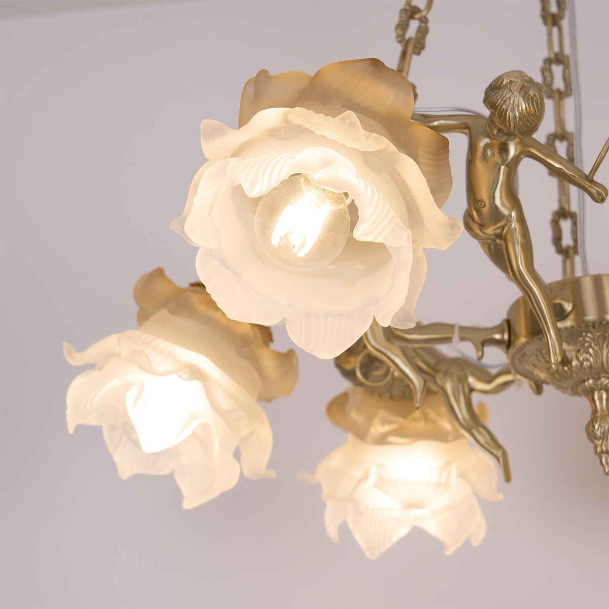 Solisira Chandelier Brass Suspension Floral Vintage