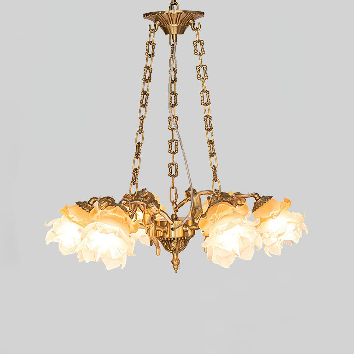 Solisira Chandelier Brass Suspension Floral Vintage