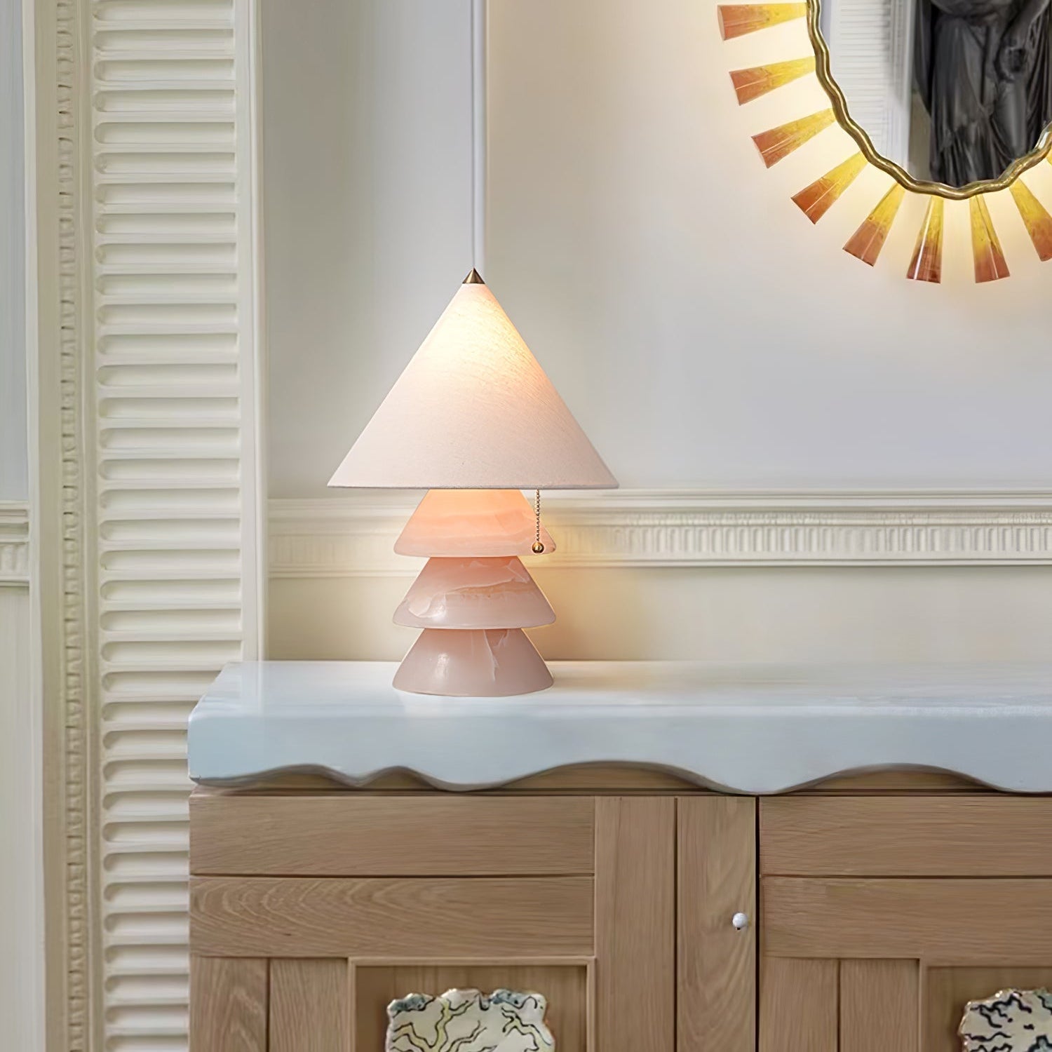Pyramid Retro Marble Table Lamp