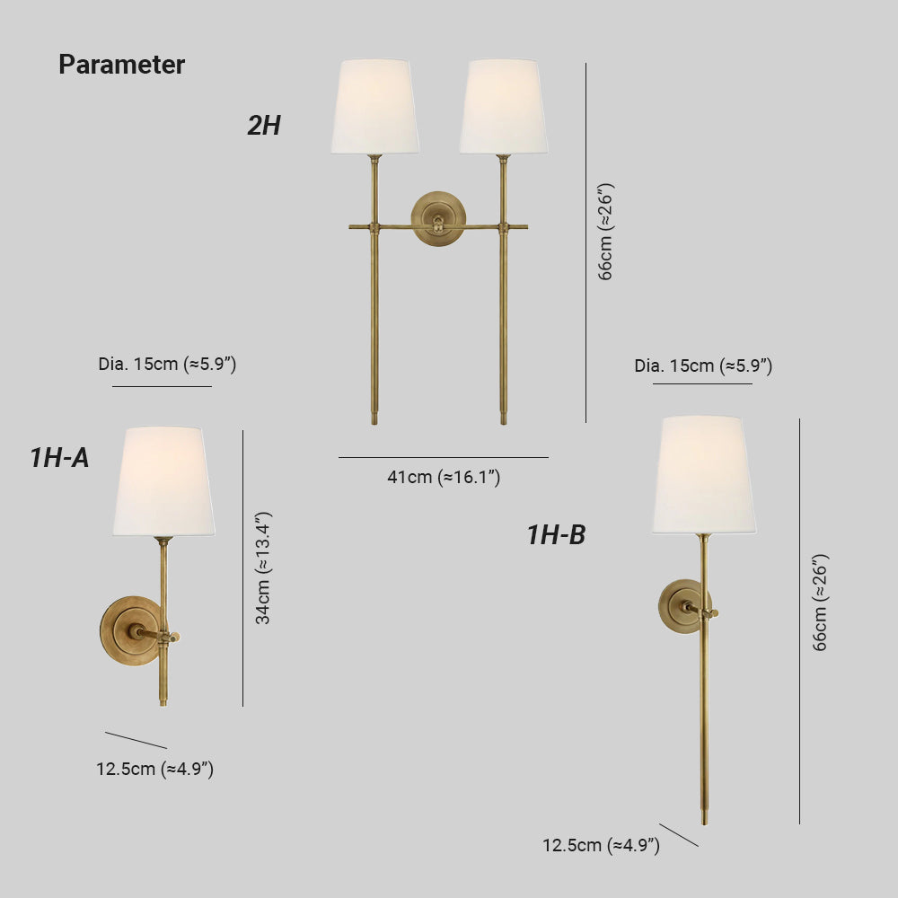 Theodore Wall Lamp Brass Fabric - Neutral Decor