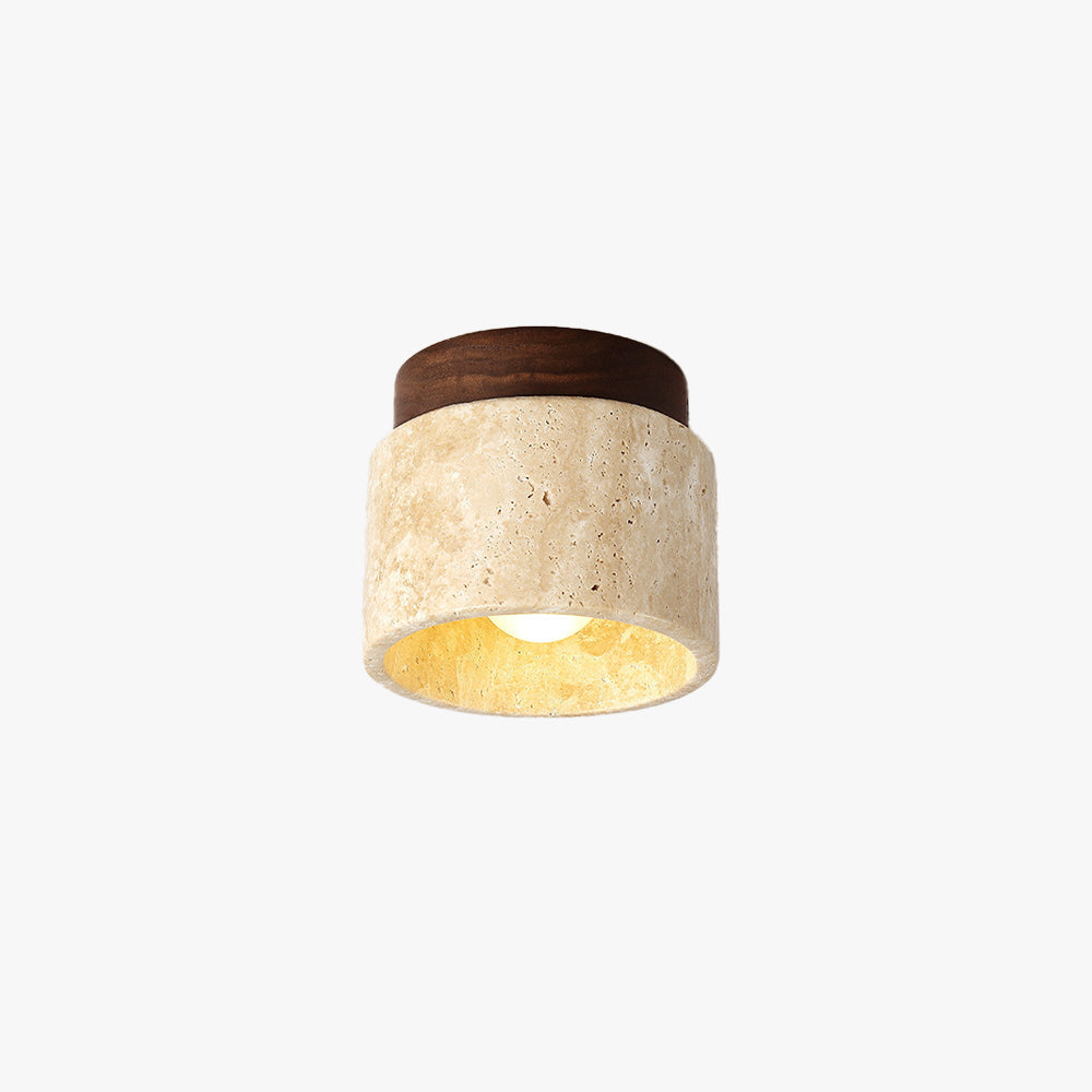 Arisha Retro Stone Wood Flush Mount Ceiling Light Hallway