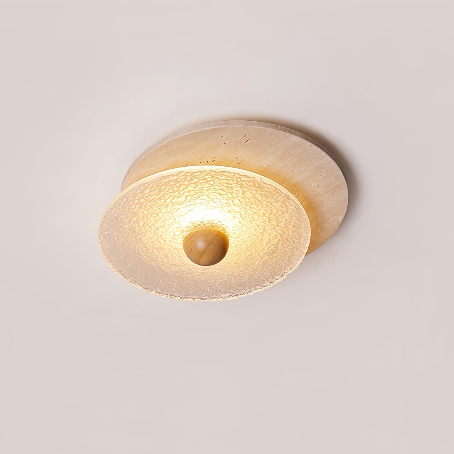 Keth Circular Travertine Ceiling Light / Wall Light
