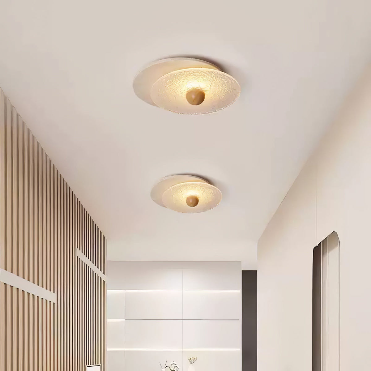 Keth Circular Travertine Ceiling Light / Wall Light
