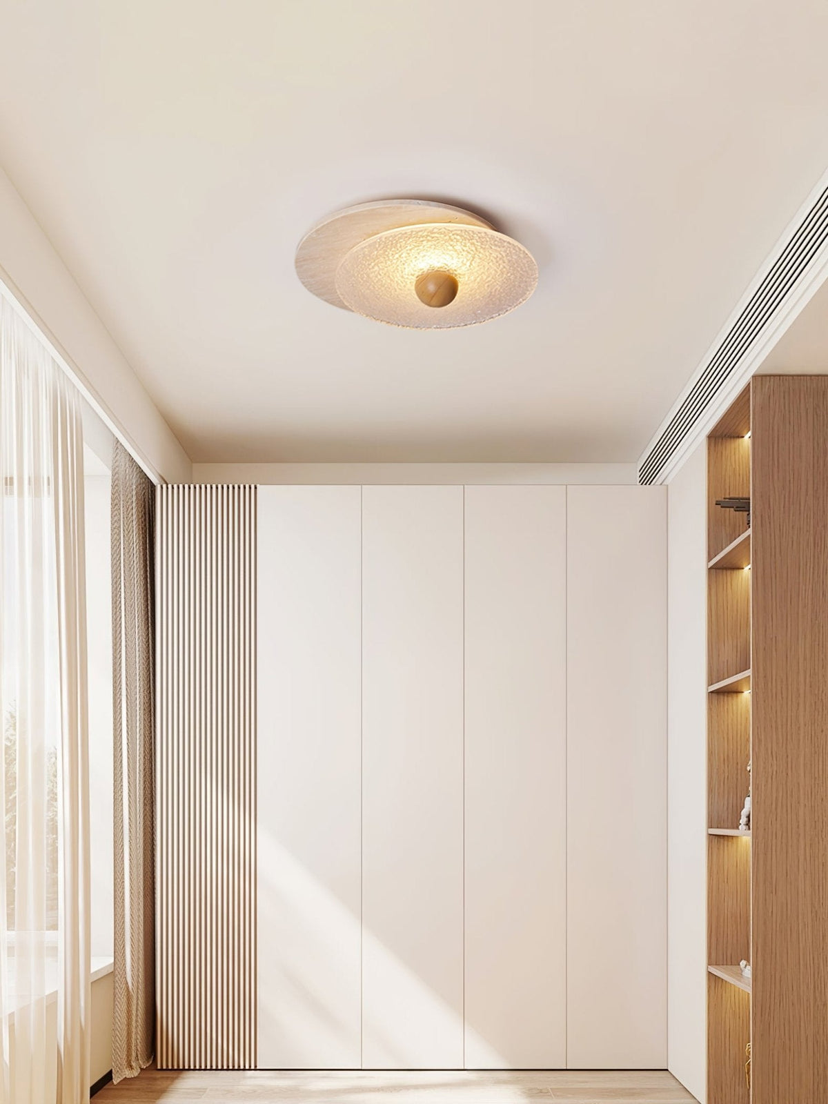 Keth Circular Travertine Ceiling Light / Wall Light