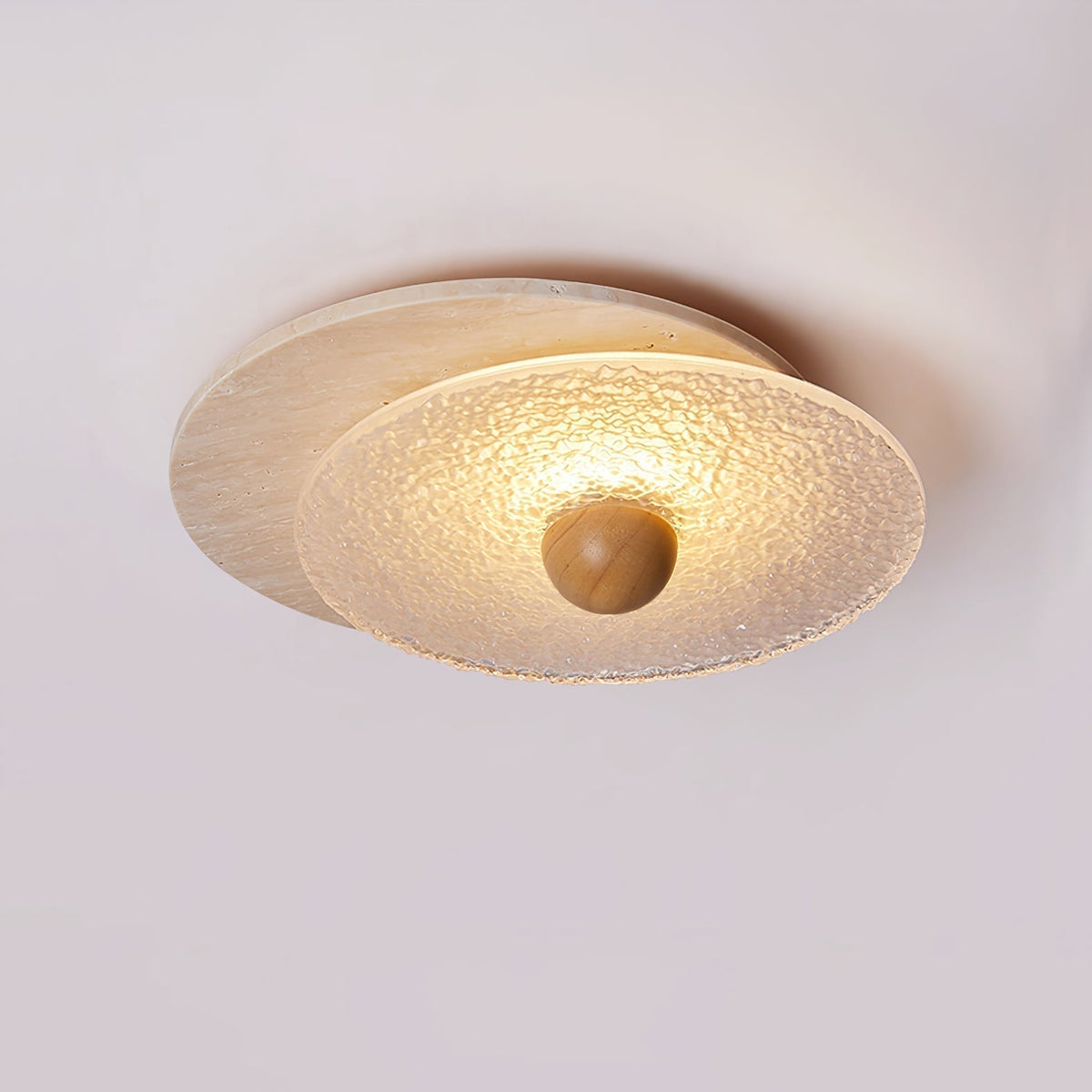 Keth Circular Travertine Ceiling Light / Wall Light