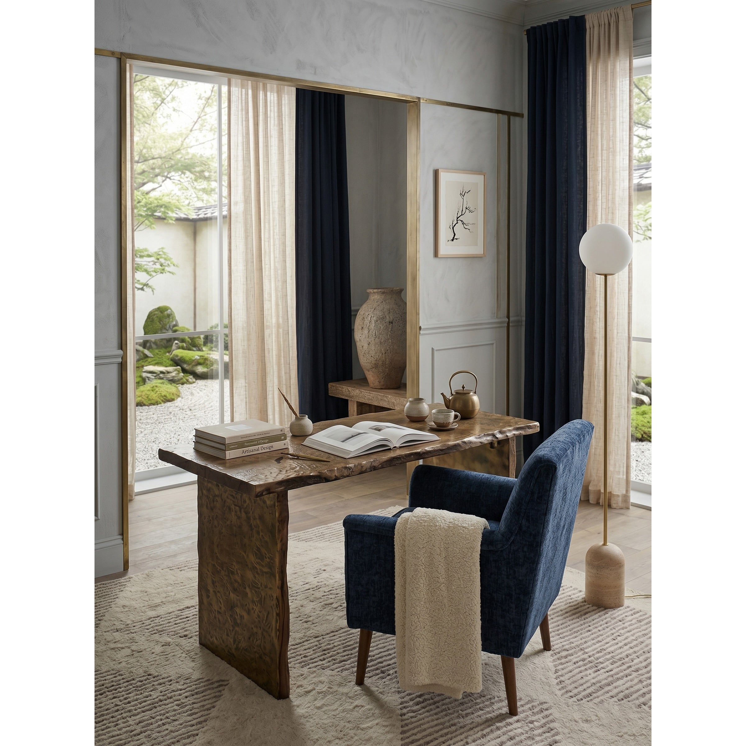 Valoia Travertine Floor Lamp