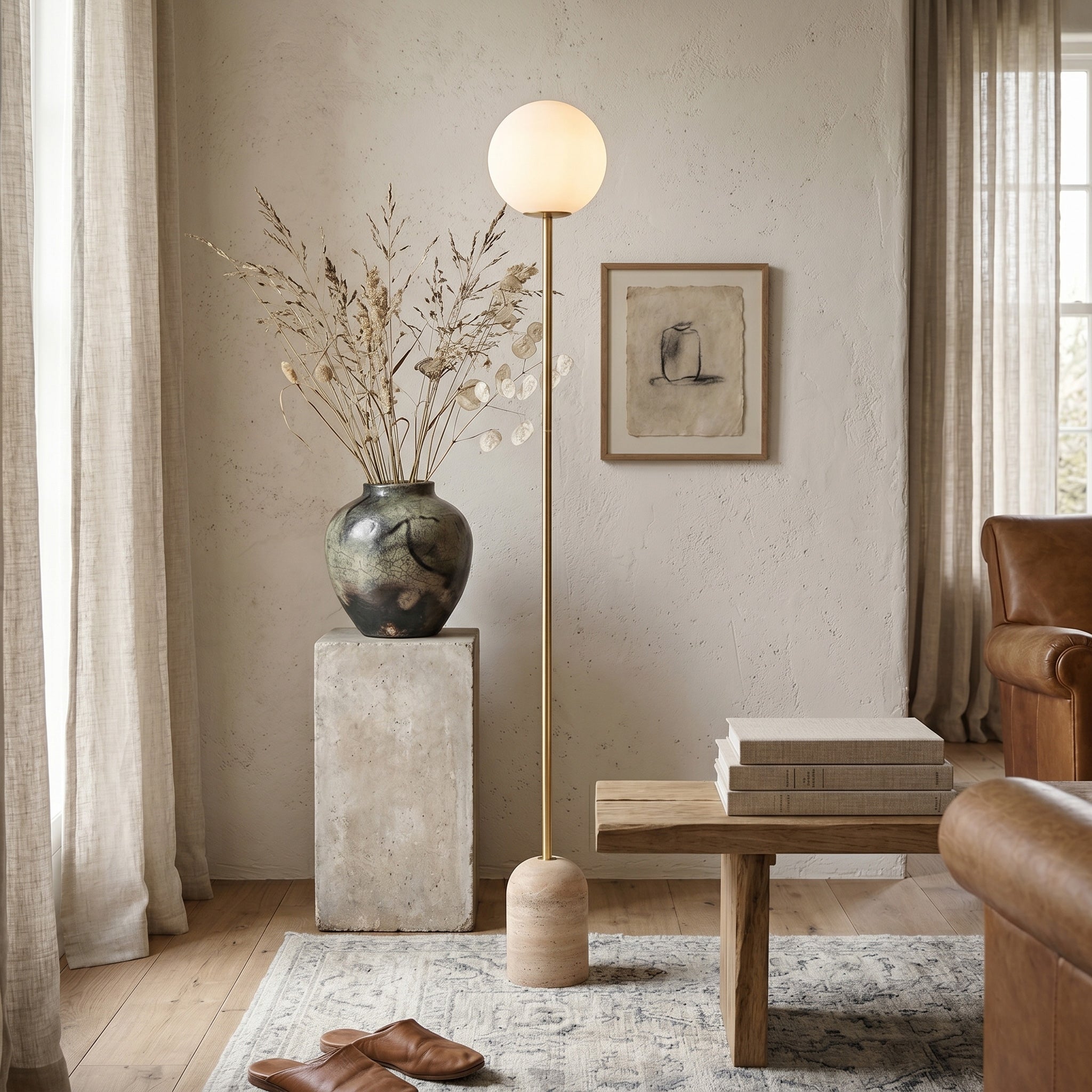 Valoia Travertine Floor Lamp