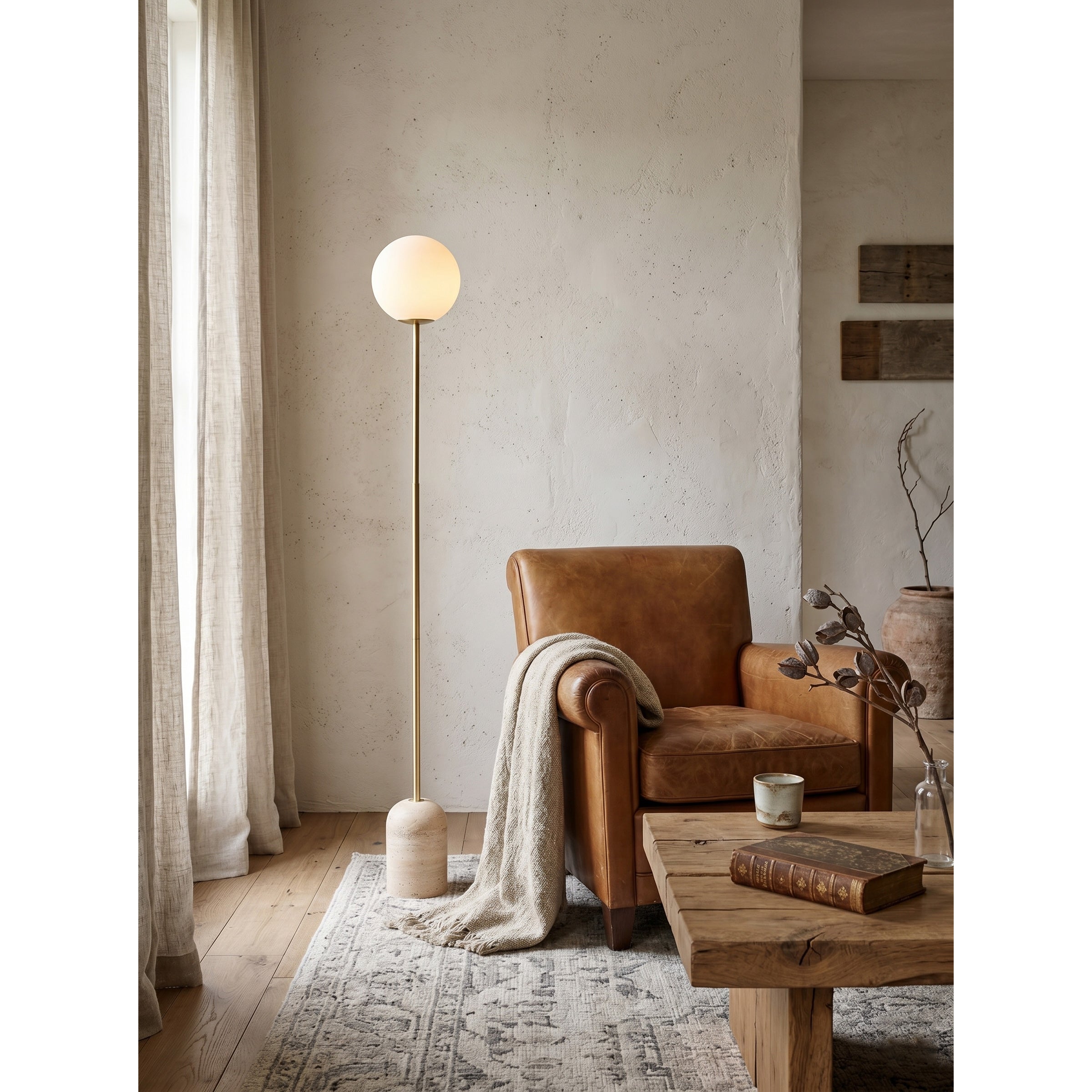 Valoia Travertine Floor Lamp