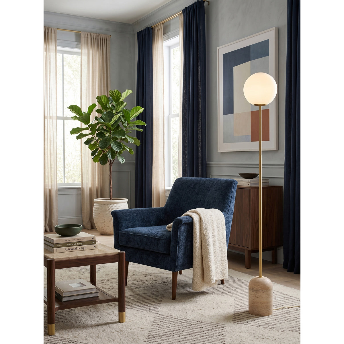 Valoia Travertine Floor Lamp
