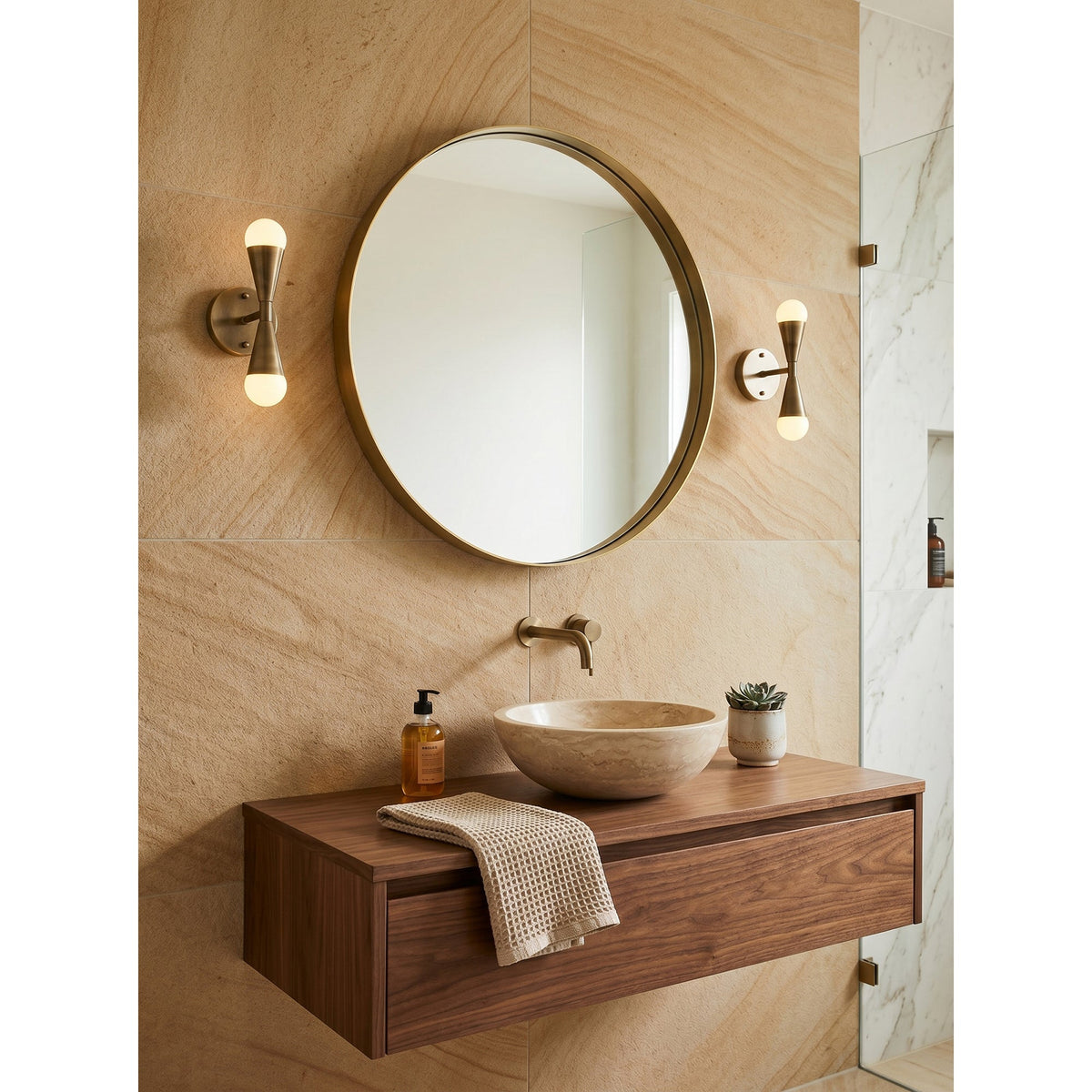 Karma Elvior Brass Double Wall Sconce