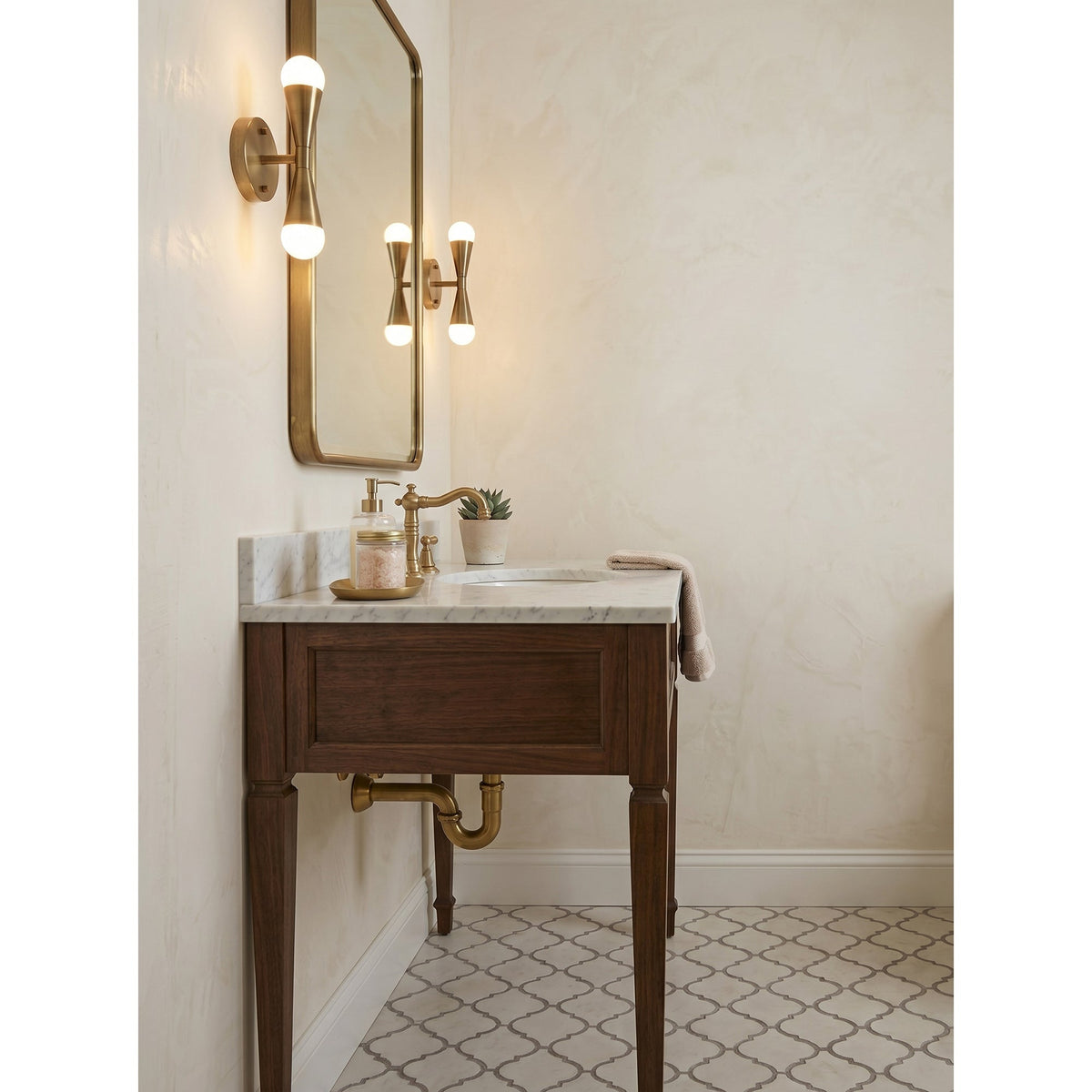 Karma Elvior Brass Double Wall Sconce