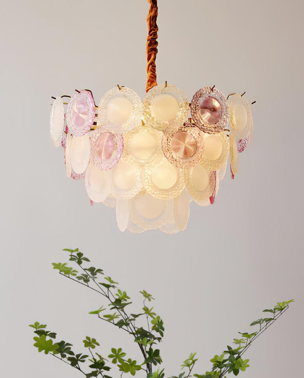 Celinine Chandelier Glass Disc Layered Playful