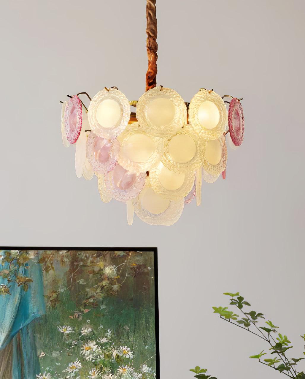 Celinine Chandelier Glass Disc Layered Playful