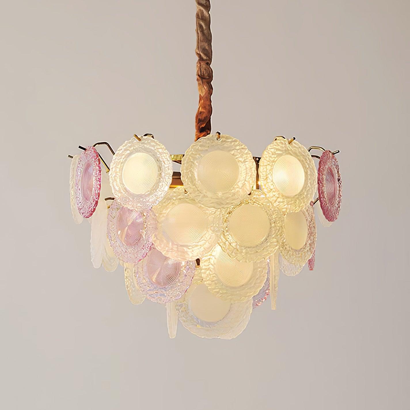 Celinine Chandelier Glass Disc Layered Playful