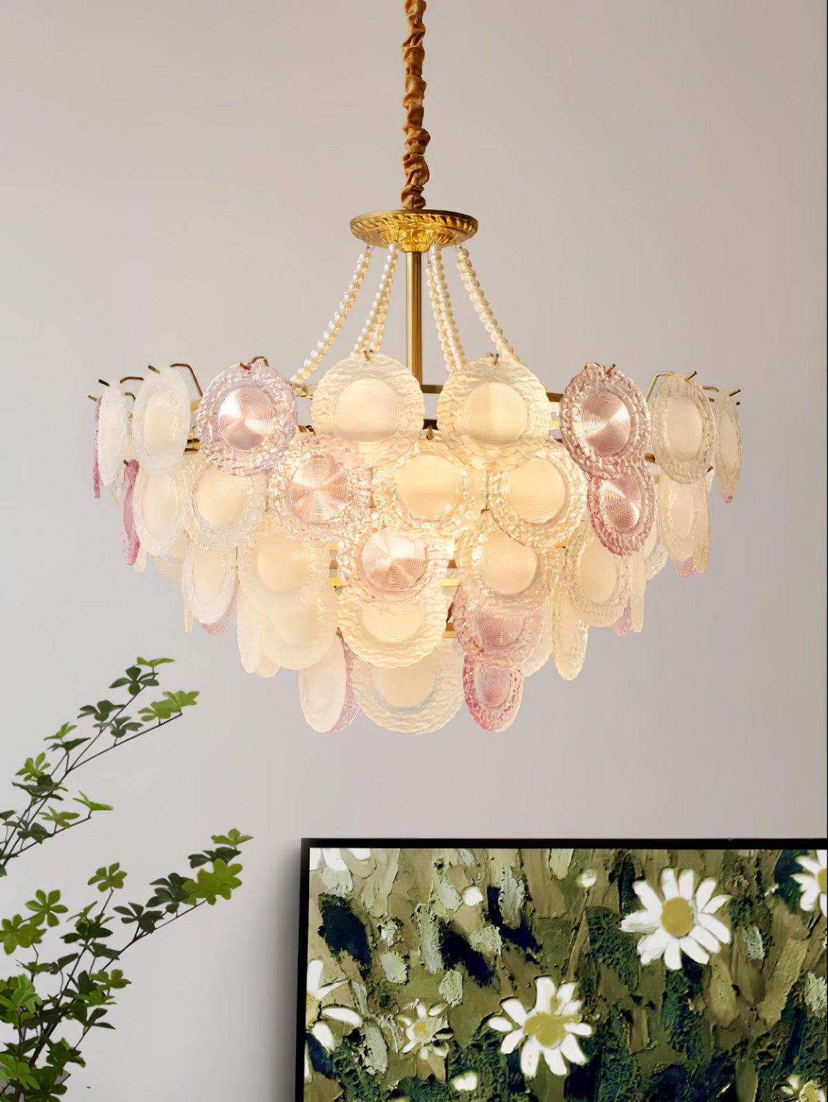 Celinine Chandelier Glass Disc Layered Playful