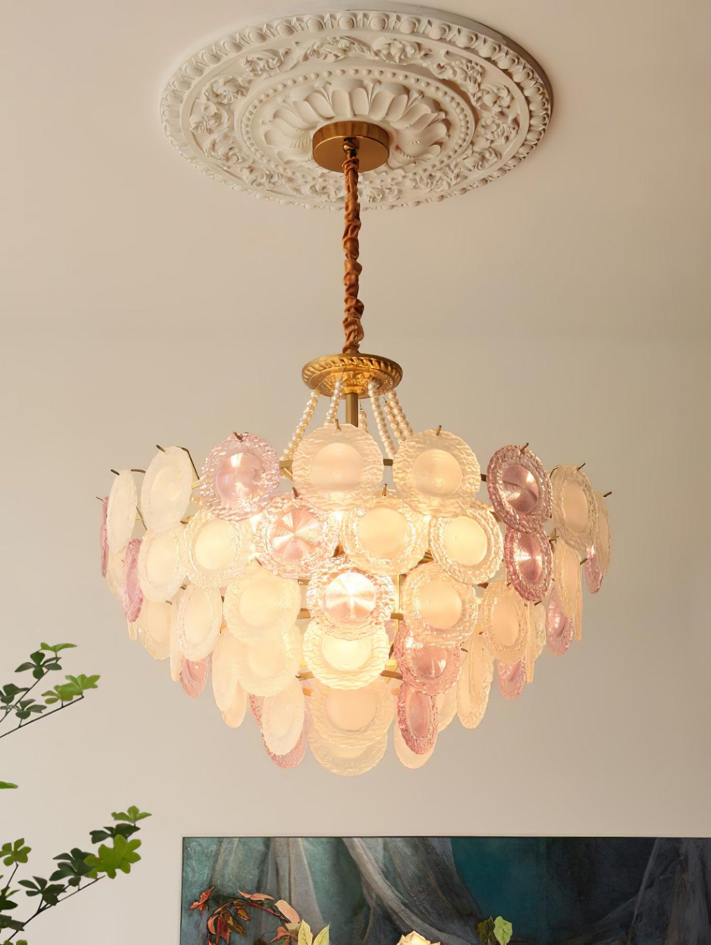 Celinine Chandelier Glass Disc Layered Playful