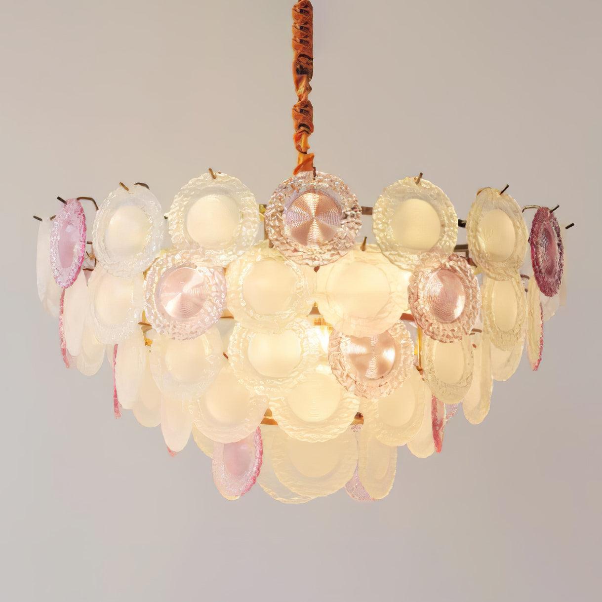 Celinine Chandelier Glass Disc Layered Playful