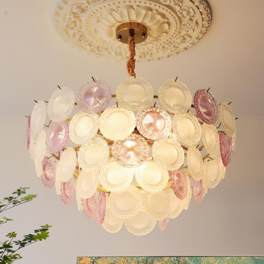 Celinine Chandelier Glass Disc Layered Playful
