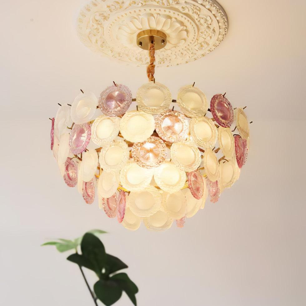 Celinine Chandelier Glass Disc Layered Playful