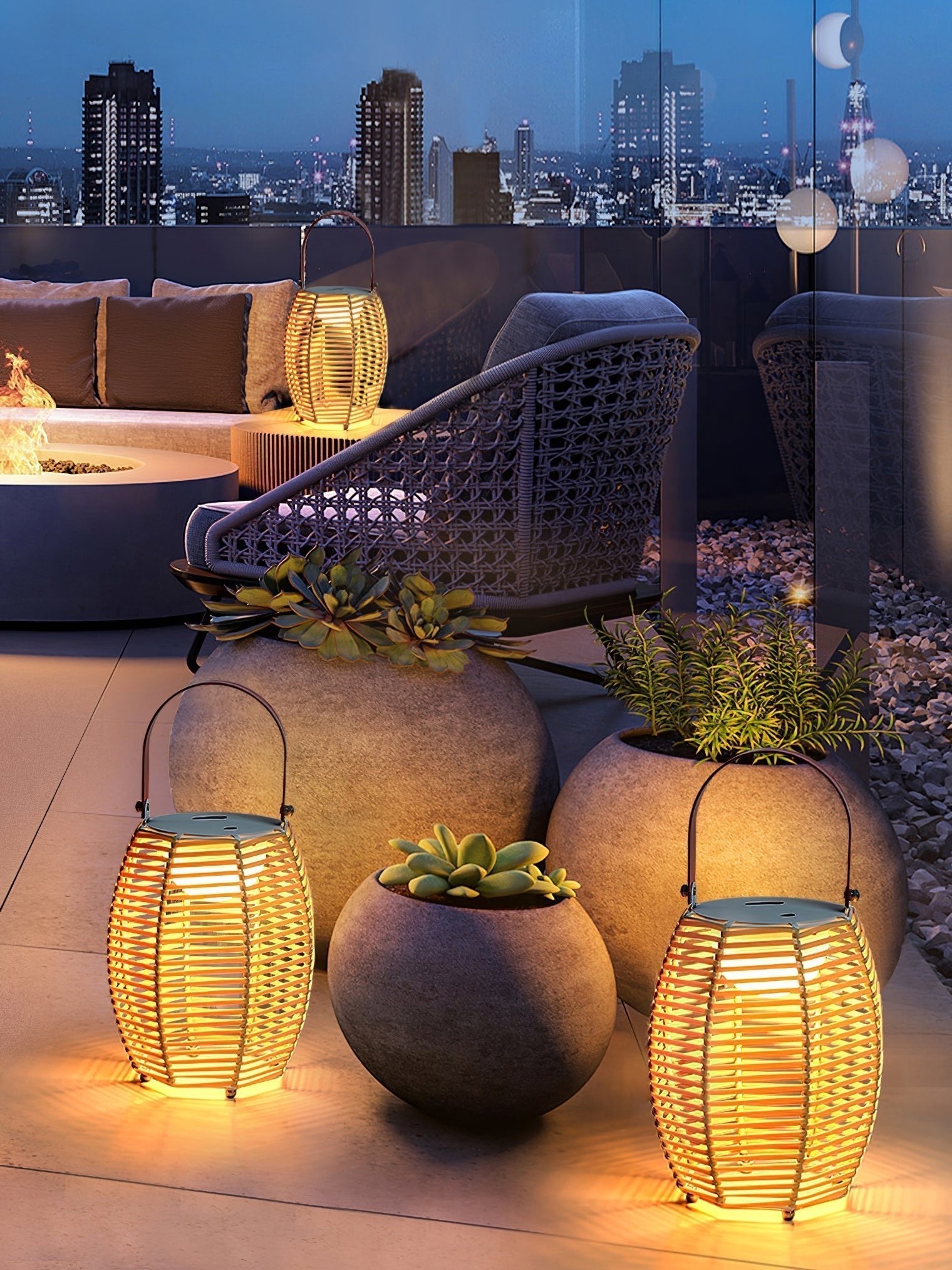 Olraeil Rattan Floor Lantern