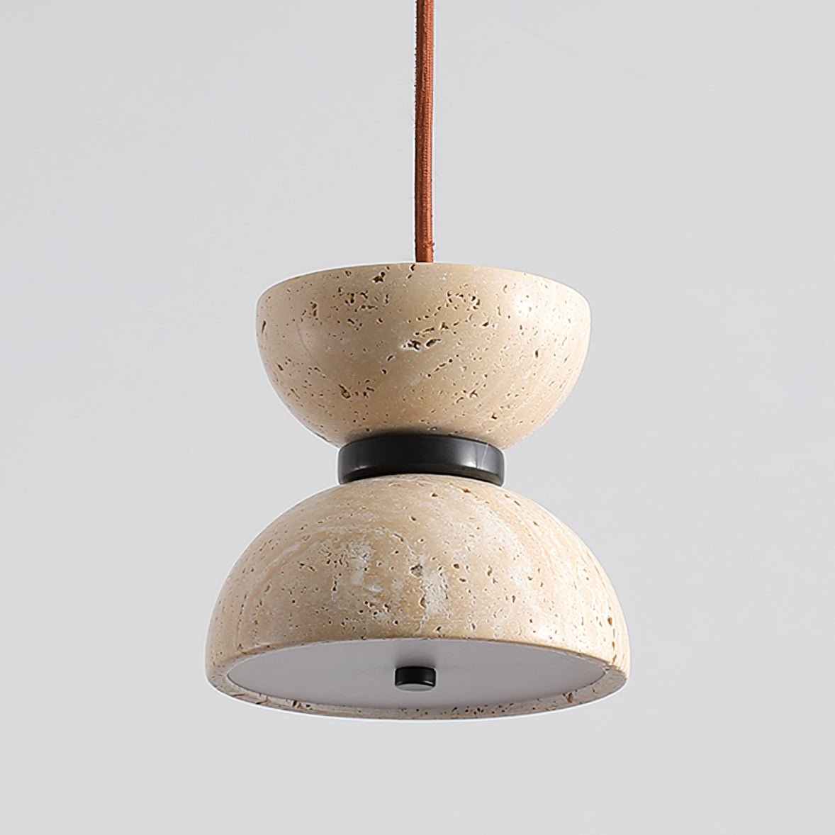 Tersus  Travertine Hourglass Pendant  Light Double-dome