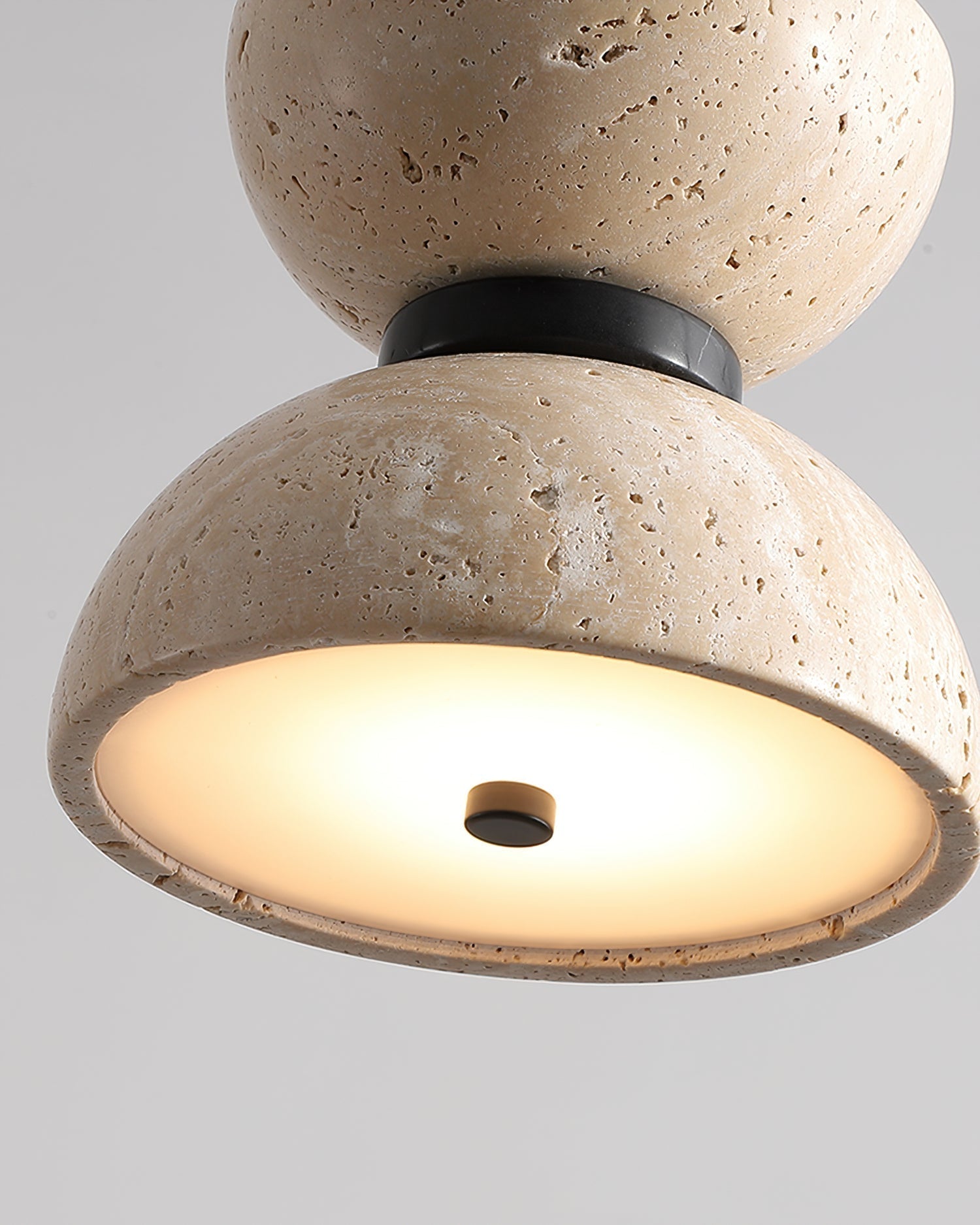 Tersus  Travertine Hourglass Pendant  Light Double-dome
