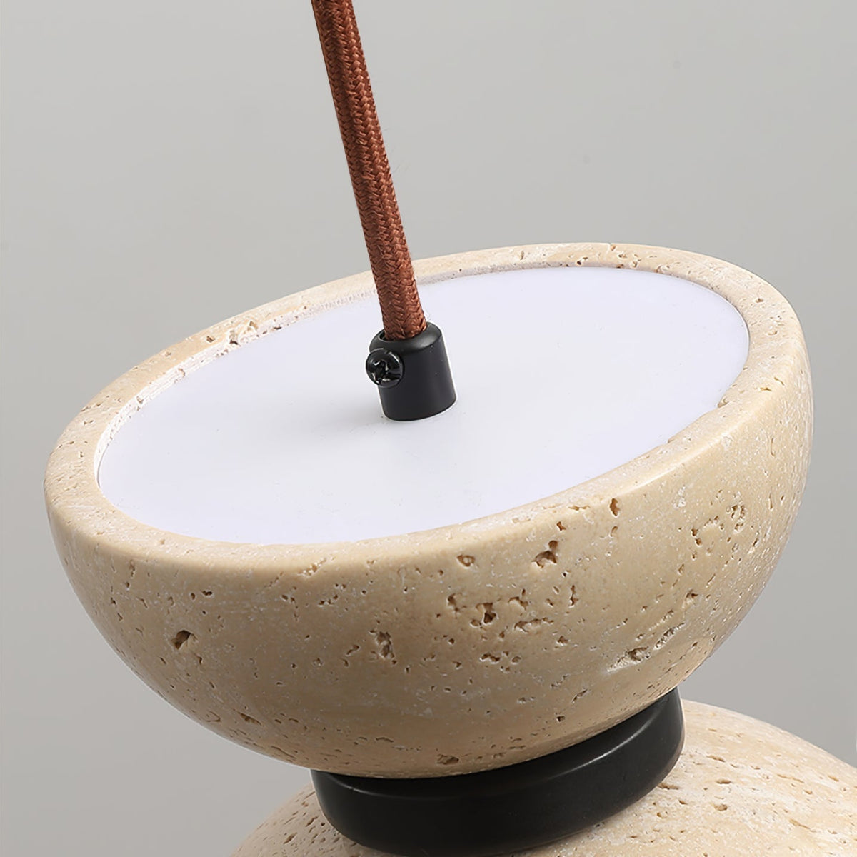 Tersus  Travertine Hourglass Pendant  Light Double-dome