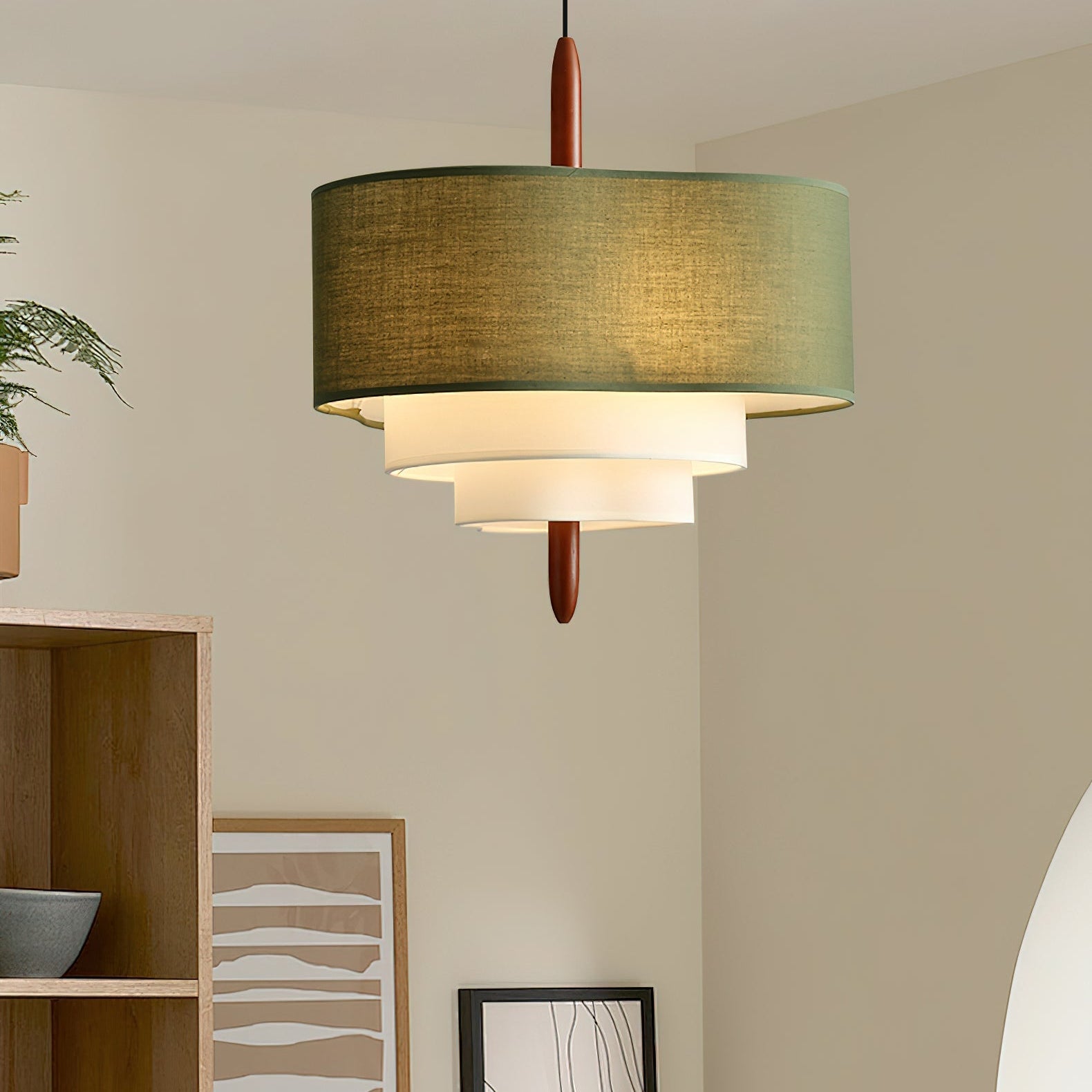 Ophel Green Fabric Pendant Lamp - Neutral Decor
