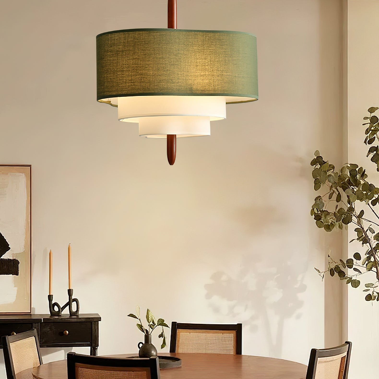 Ophel Green Fabric Pendant Lamp - Neutral Decor