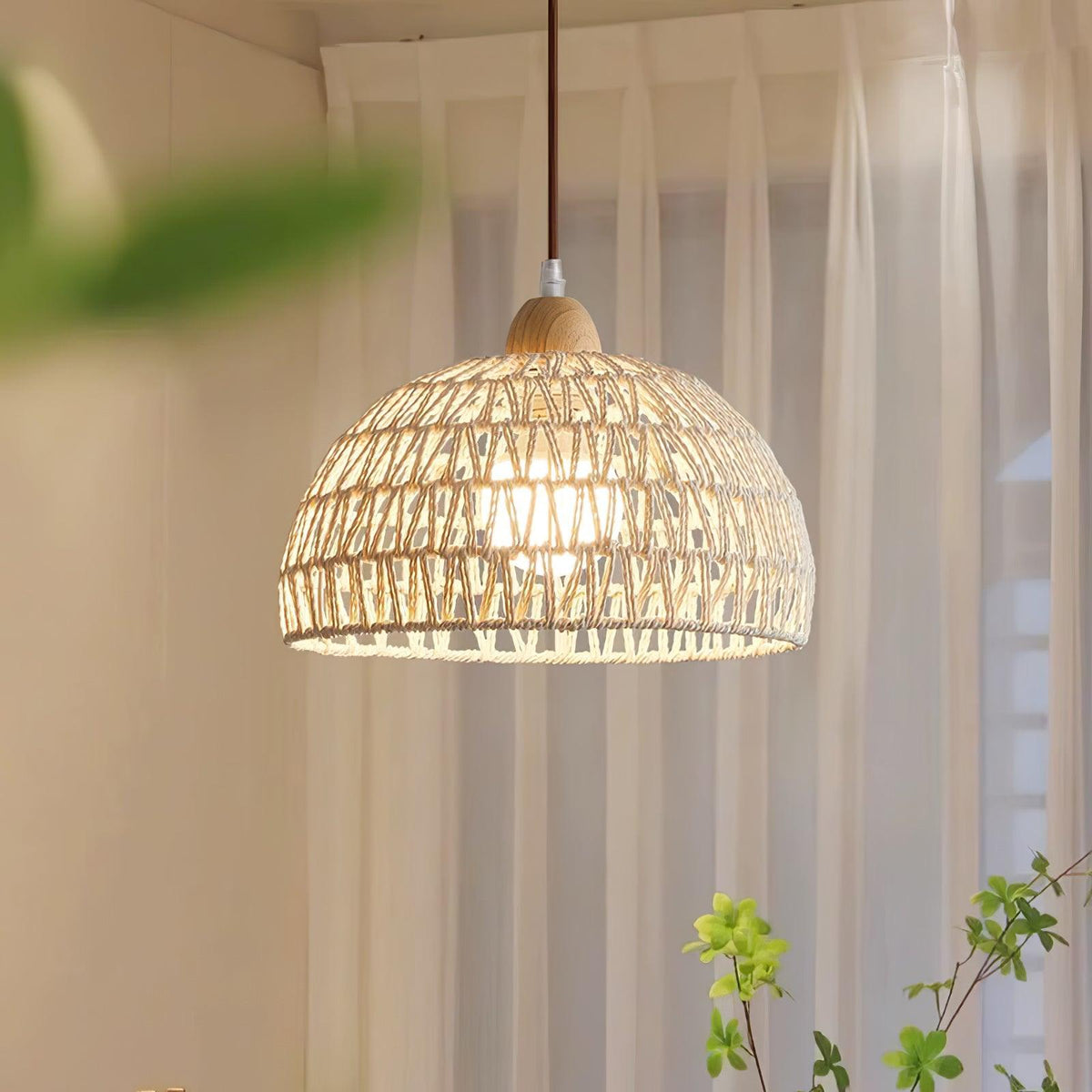 Calyran Rattan Wood Pendant Lamp
