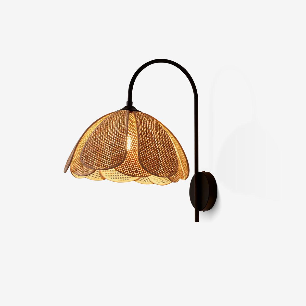 Zevelia Elegance Natural Petal Rattan Wall Lamp