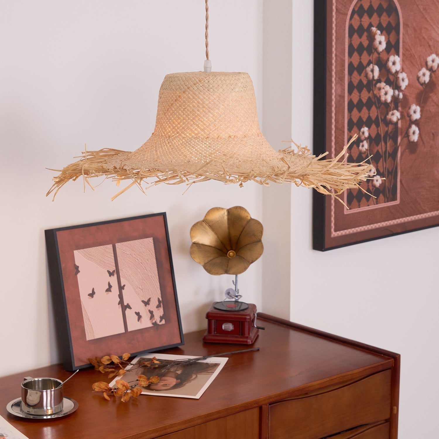 Vocan Rattan Vintage Pendant Light