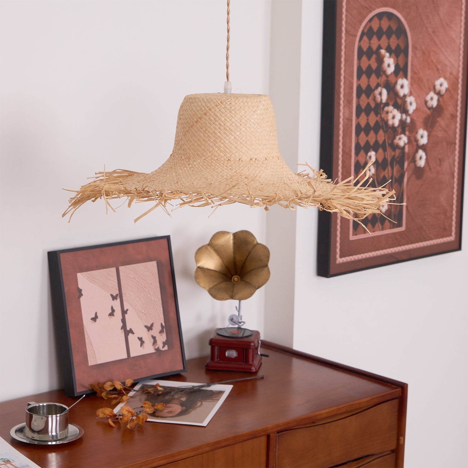 Vocan Rattan Vintage Pendant Light