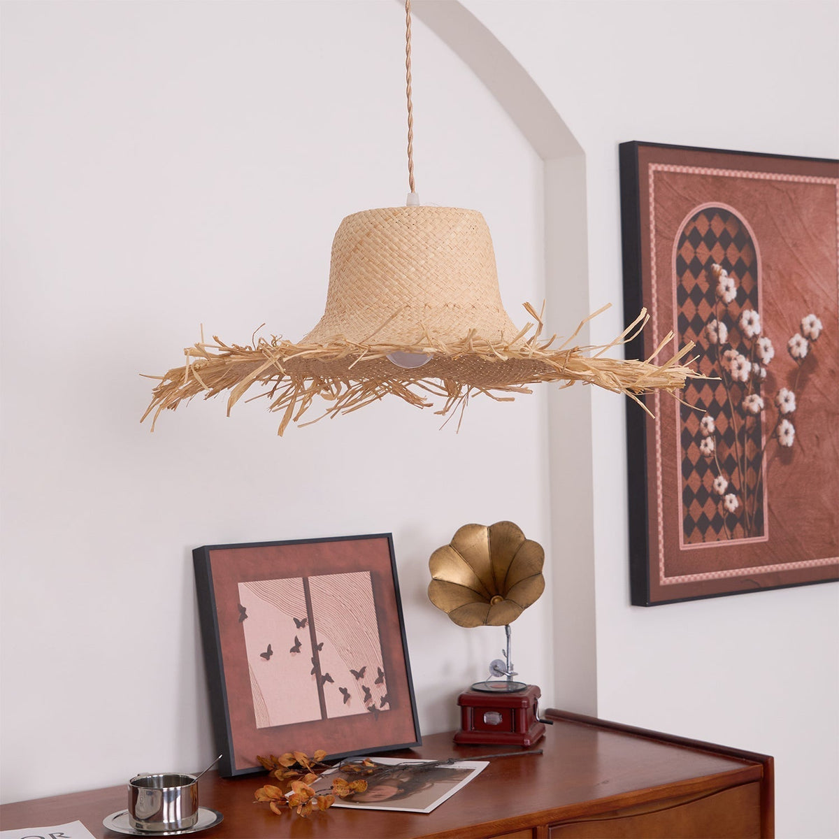 Vocan Rattan Vintage Pendant Light