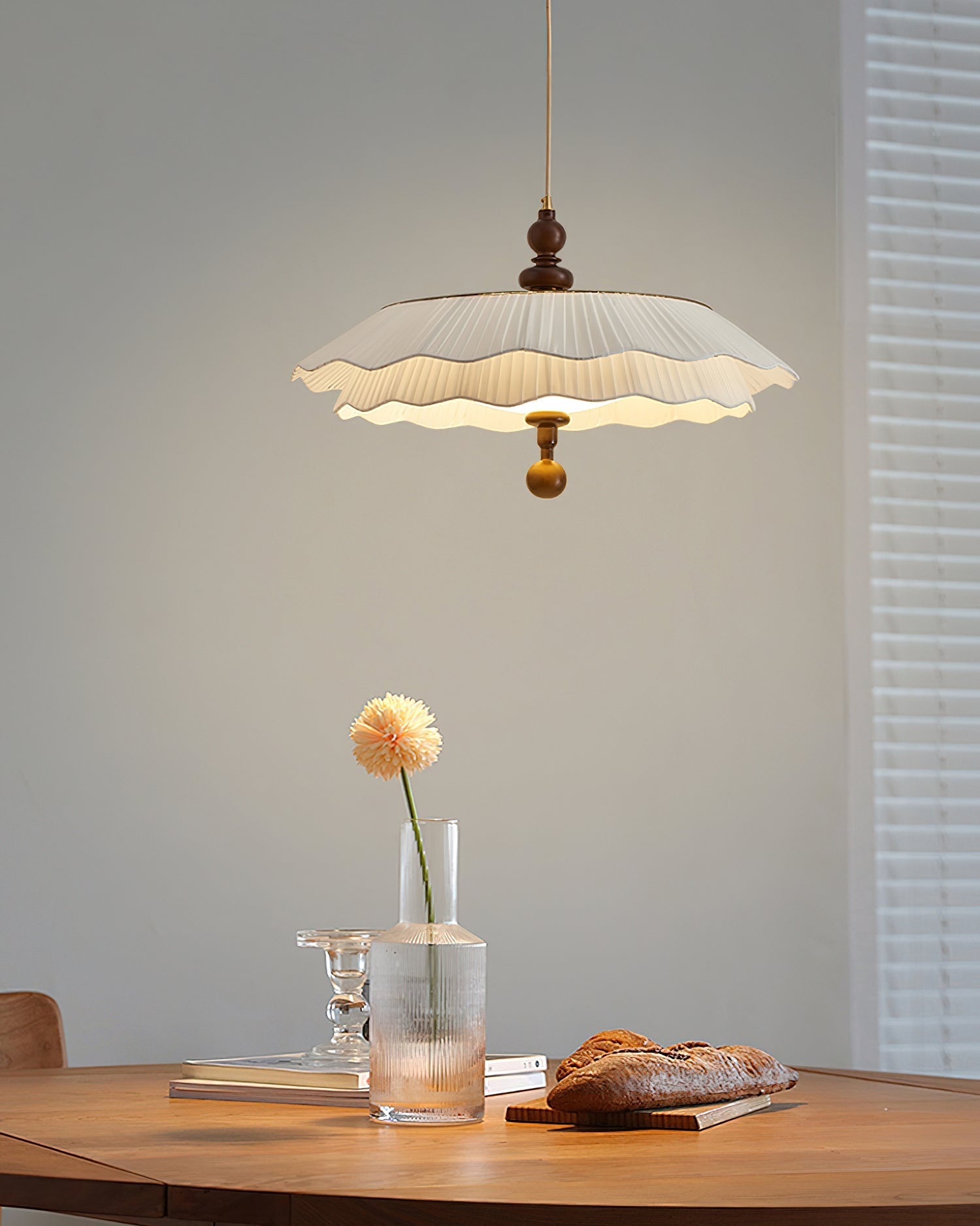 Ravina Pendant Lamp Pleated Ruffled Edge - Neutral Decor