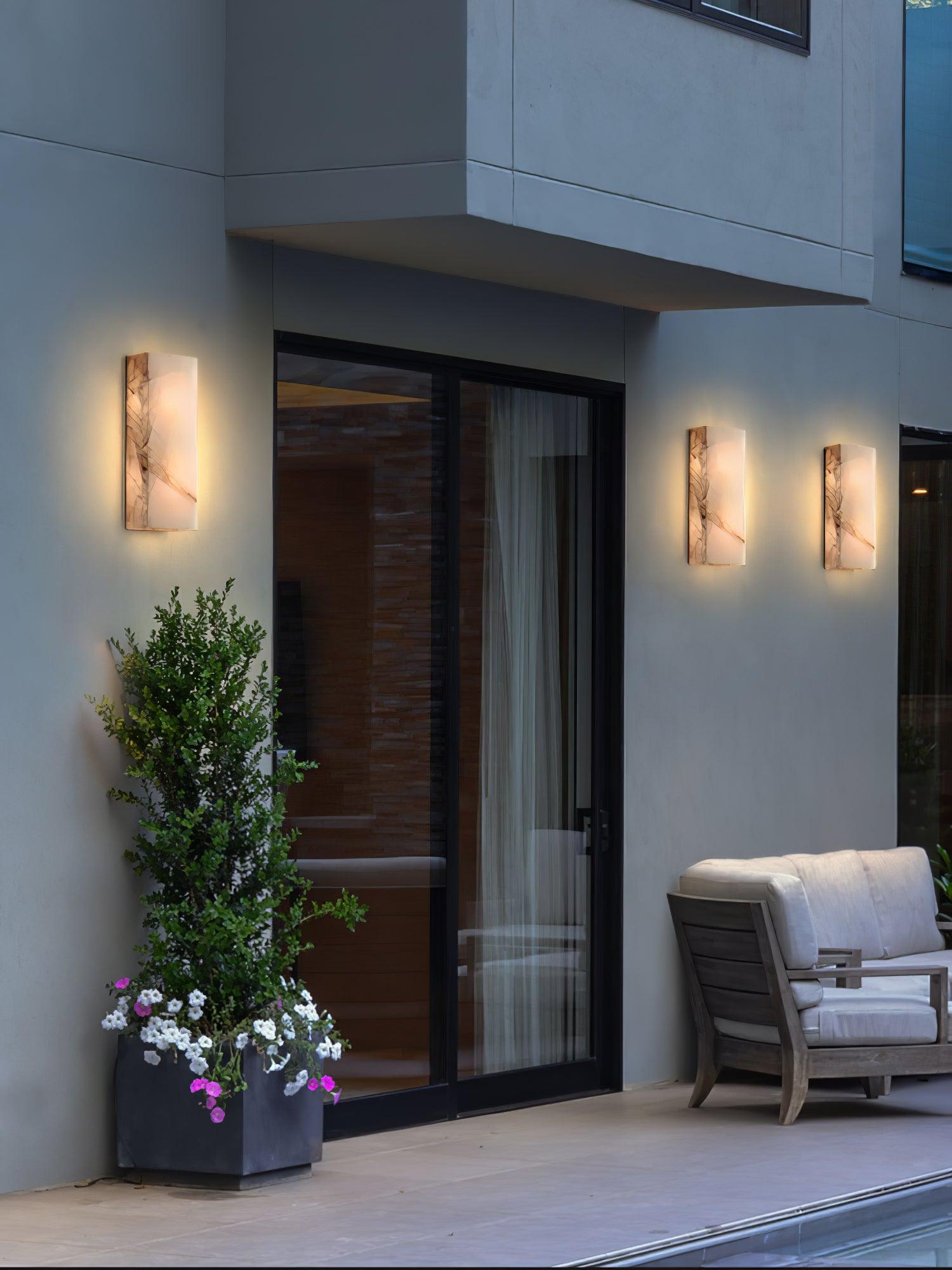 Eirivise Minimalist Alabaster Outdoor Wall Light