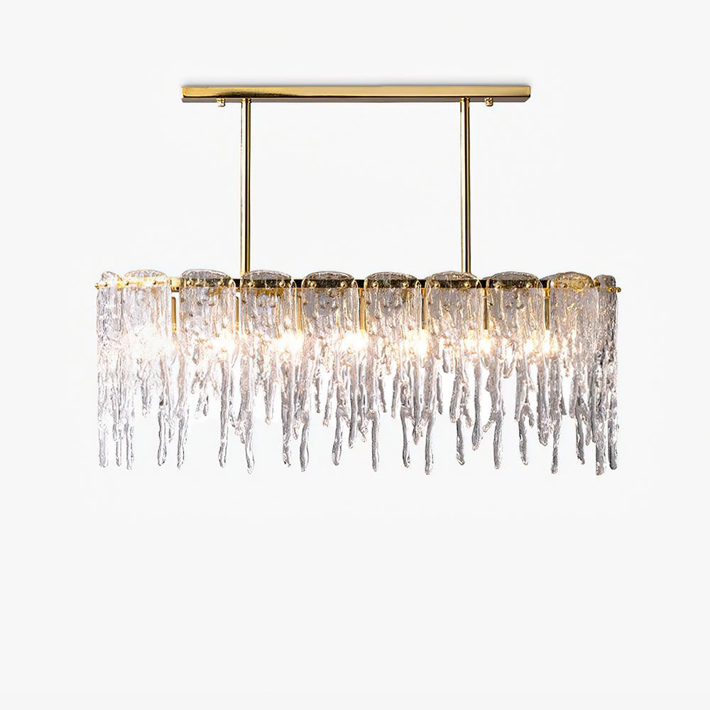Cathaa Postmodern Luxury Rectangular Icicle Glass Crystal Chandelier