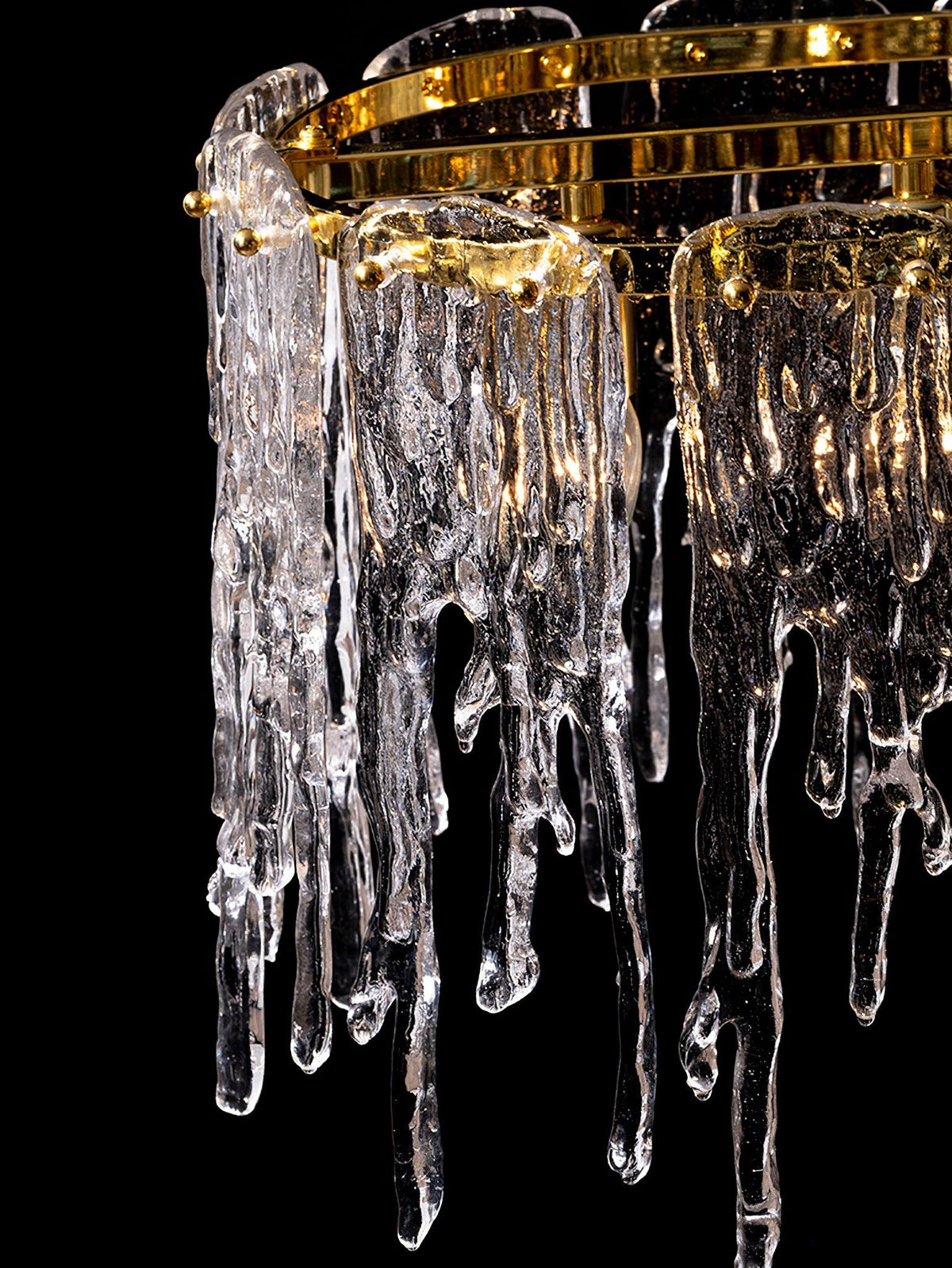 Cathaa Postmodern Luxury Rectangular Icicle Glass Crystal Chandelier