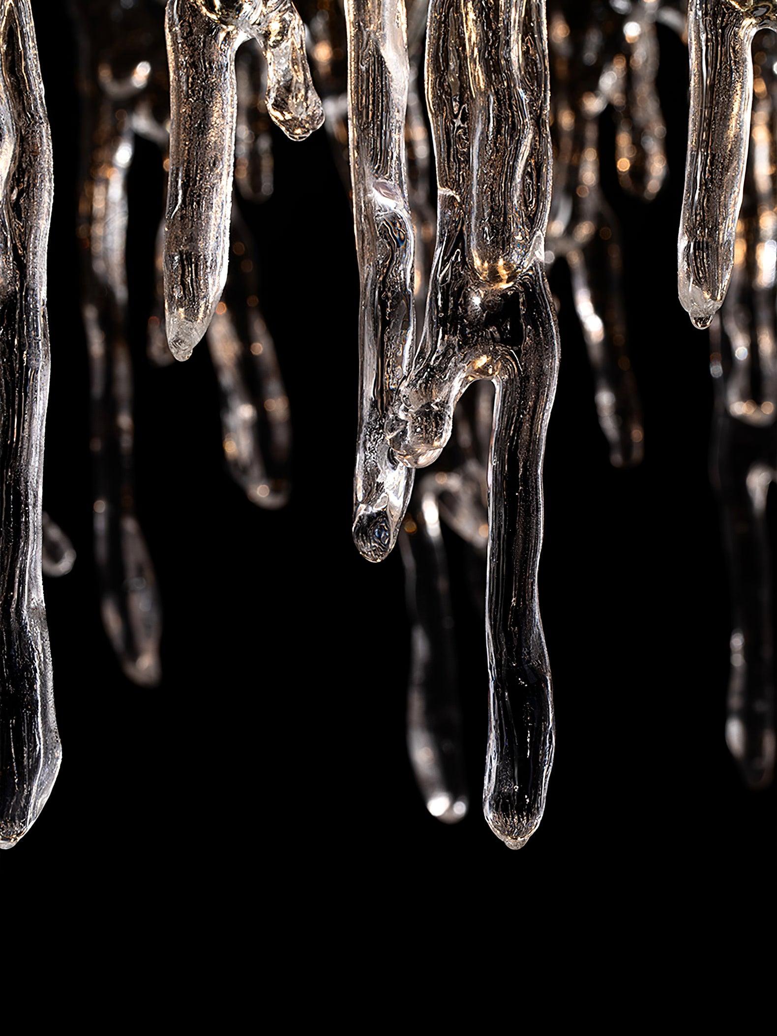 Cathaa Postmodern Luxury Rectangular Icicle Glass Crystal Chandelier