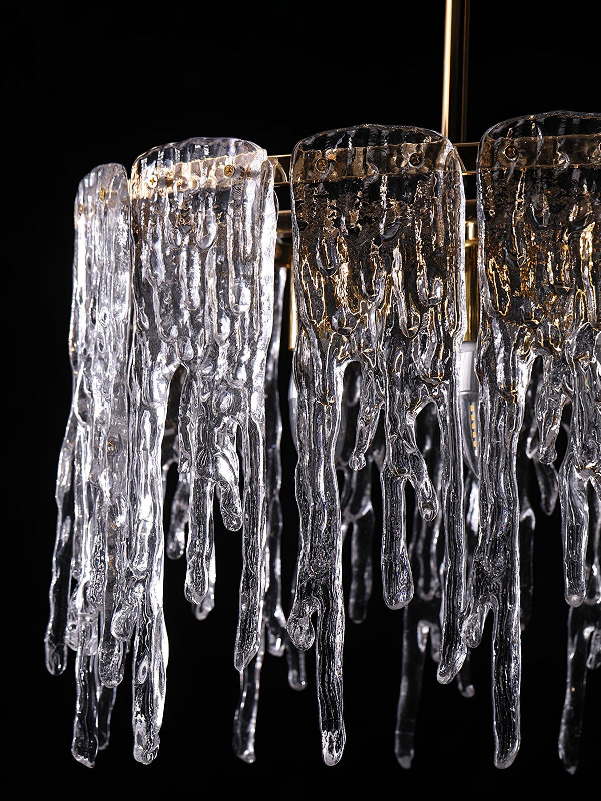 Cathaa Postmodern Luxury Rectangular Icicle Glass Crystal Chandelier
