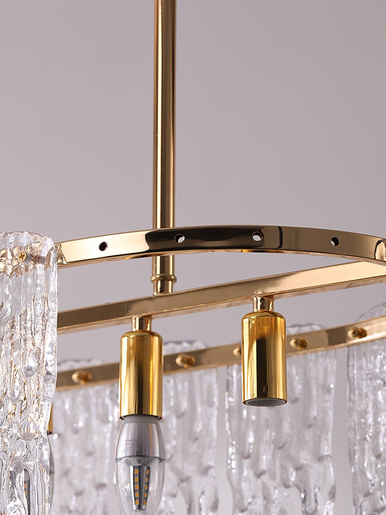 Cathaa Postmodern Luxury Rectangular Icicle Glass Crystal Chandelier