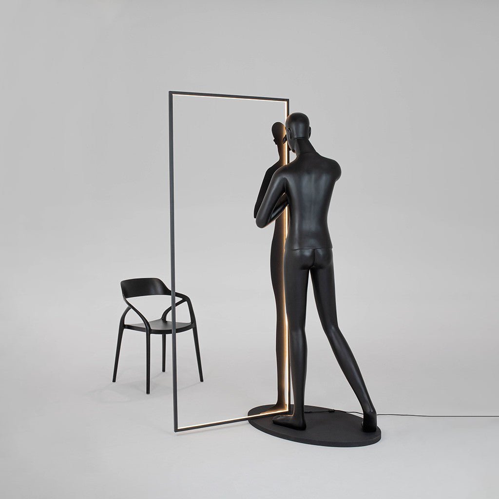 Onoryra Sculptural Black Mirror Floor Lamp
