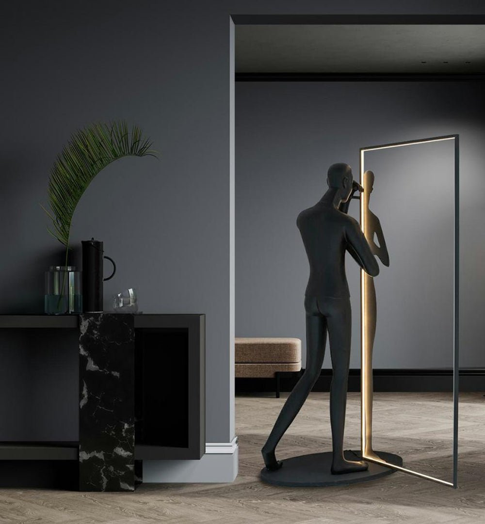 Onoryra Sculptural Black Mirror Floor Lamp
