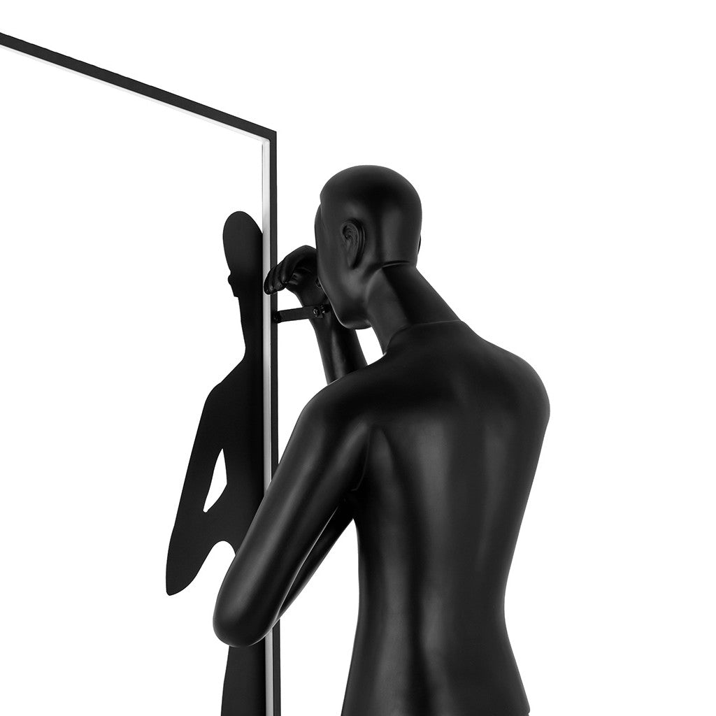 Onoryra Sculptural Black Mirror Floor Lamp