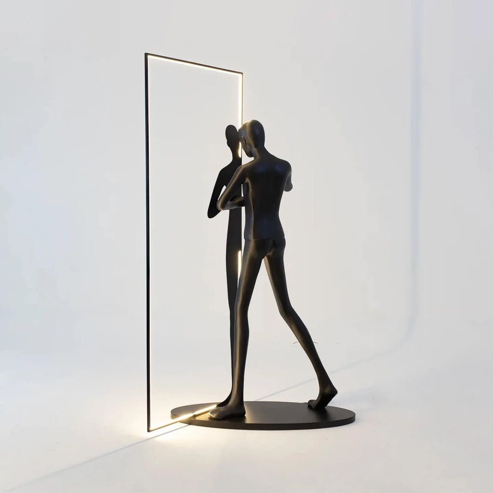 Onoryra Sculptural Black Mirror Floor Lamp