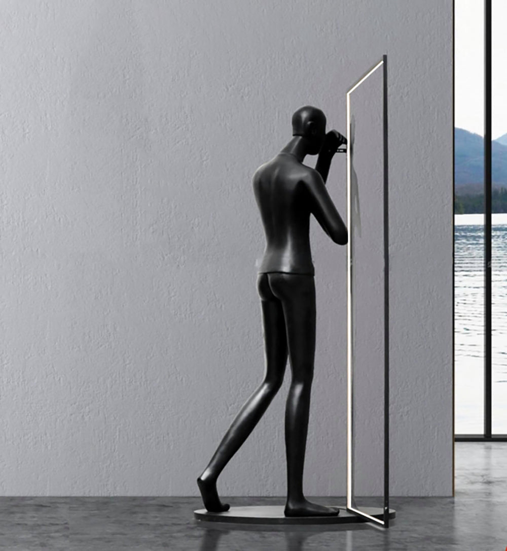 Onoryra Sculptural Black Mirror Floor Lamp